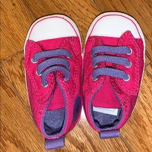 Converse Infant size 1 Velcro shoes pink/purple